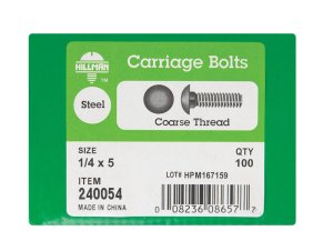 1/4 in. Dia. x 5 in. L Zinc-Plated Steel Carriage Bolt 1