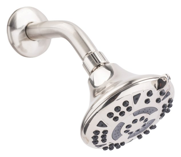 Brushed Nickel PVC 5 settings Wallmount Showerhead 1.8GPM