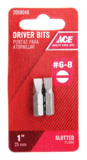 Slotted #6-8 x 1 in. L Insert Bit S2 Tool Steel 2 pc.