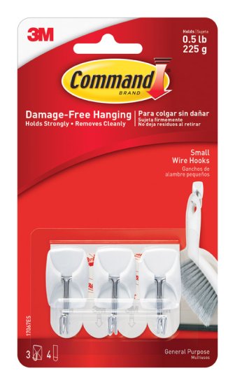 Command Small Plastic Wire Hooks 1-5/8 in. L 3 pk