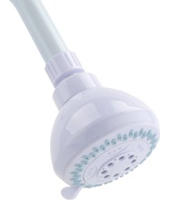 White PVC 3 settings Wallmount Showerhead 1.8 gal.