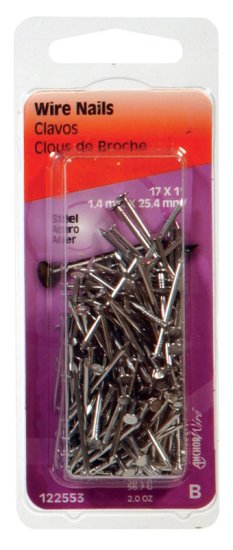 17 Ga. x 1 in. L Bright Steel Wire Nails 1 pk 2 oz.