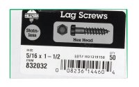 5/16 in. x 1-1/2 in. L Hex Stainless Steel Lag Screw 50