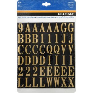 Hillman 1 in. Gold Vinyl Self-Adhesive Letter and Number Set 0-9