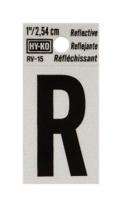 1 in. Reflective Black Vinyl Self-Adhesive Letter R 1 pc.