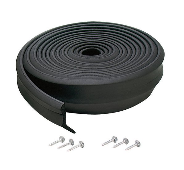 Black Rubber Door Set Seal For Garage Doors 16 ft. L x 1 in.