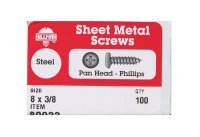 No. 8 x 3/8 in. L Phillips Pan Head Zinc-Plated Steel Sh