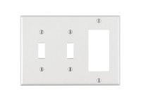 White 3 gang Thermoset Plastic GFCI/Rocker/Toggle Wall P