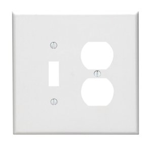 White 2 gang Plastic Duplex/Toggle Wall Plate Jumbo