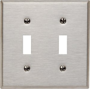 Silver 2 gang Stainless Steel Toggle Wall Plate 1 pk