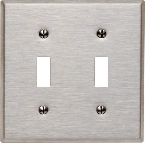 Silver 2 gang Stainless Steel Toggle Wall Plate 1 pk