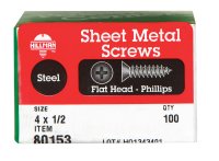 No. 4 x 1/2 in. L Phillips Flat Head Zinc-Plated Steel S