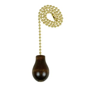 13.25 in. Polished Brass Pull Chain Walnut Knob