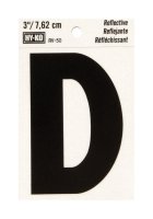 3 in. Reflective Black Vinyl Self-Adhesive Letter D 1 pc.
