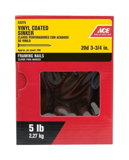 20D 3-3/4 in. Sinker Vinyl Steel Nail Checkered 5 lb.