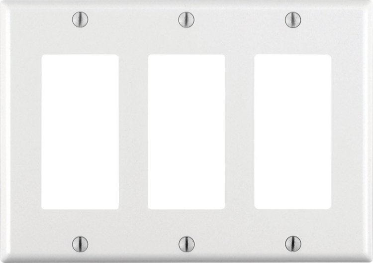 White 3 gang Thermoset Plastic GFCI/Rocker Wall Plate 1