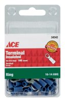 Insulated Wire Ring Terminal Blue 100 pk