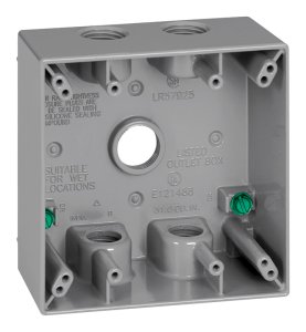 4-1/2 in. Square Metallic 2 gang Weatherproof Box 5 Hole