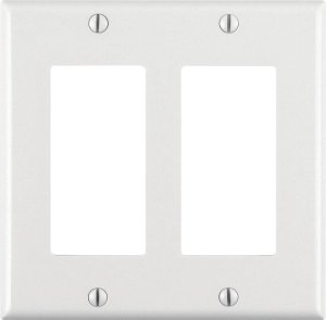 White 2 gang Thermoset Plastic GFCI/Rocker Wall Plate 1