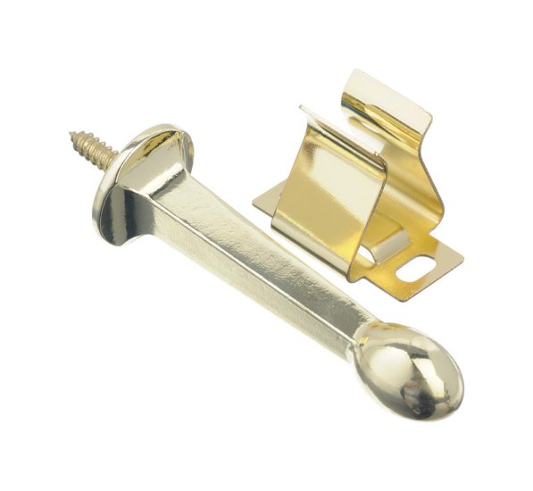 2.4 in. H x 3 in. W Metal Bright Gold Rigid Door Stop w/Hold