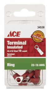 Insulated Wire Ring Terminal Red 10 pk