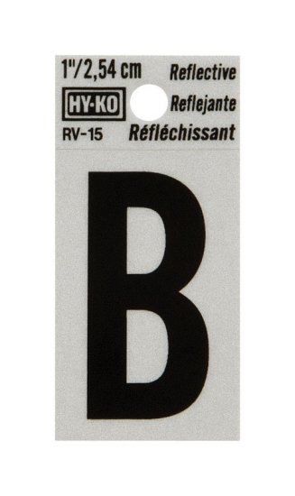 1 in. Reflective Black Vinyl Self-Adhesive Letter B 1 pc.