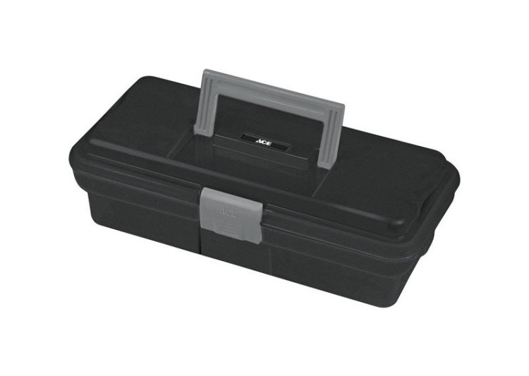 12 in. Plastic One Latch Tool Box 9.25 in. W x 4 in. H Black