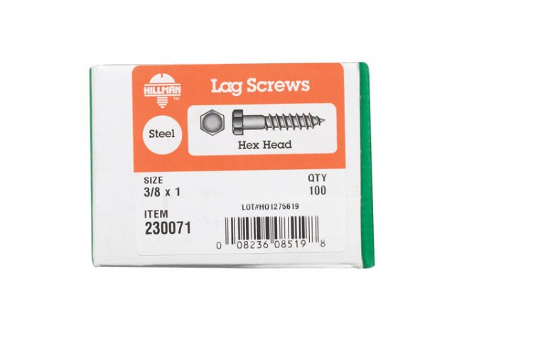 3/8 in. x 1 in. L Hex Zinc-Plated Steel Lag Screw 100 pk