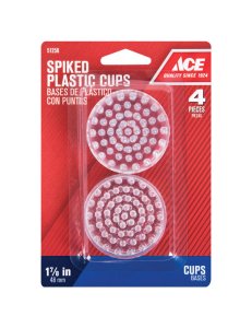 Plastic Spiked Caster Cup Clear Round 1-7/8 in. W 4 pk