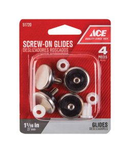 Silver 1-1/16 in. Screw-On Nickel Chair Glide 4 pk