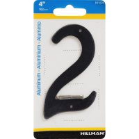 4 in. Black Aluminum Nail-On Number 2 1 pc.