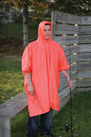 Orange Vinyl Rain Poncho