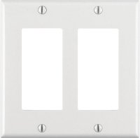 White 2 gang Thermoset Plastic GFCI/Rocker Wall Plate 1