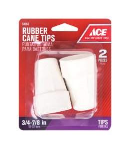 Rubber Crutch/Cane Tip Off-White Round 7/8 in. W 2 pk