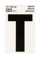3 in. Reflective Black Vinyl Self-Adhesive Letter T 1 pc.