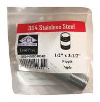 1/2 in. MPT x 3-1/2 in. L Stainless Steel Nipple