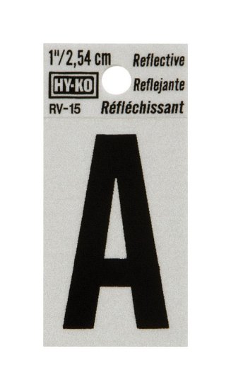 1 in. Reflective Black Vinyl Self-Adhesive Letter A 1 pc.