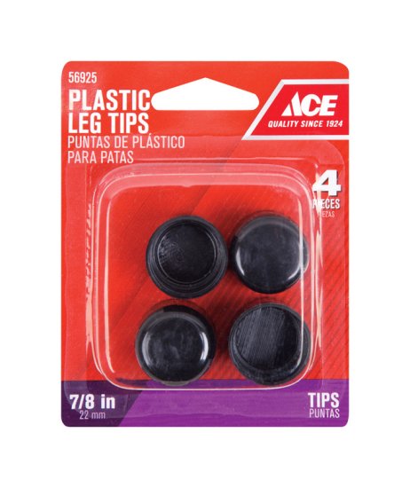 Plastic Leg Tip Black Round 7/8 in. W 4 pk