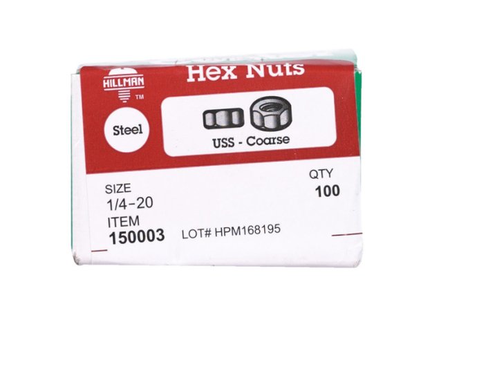 1/4 in. Zinc-Plated Steel USS Hex Nut 100 pk