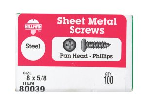 No. 8 x 5/8 in. L Phillips Pan Head Zinc-Plated Steel Sh