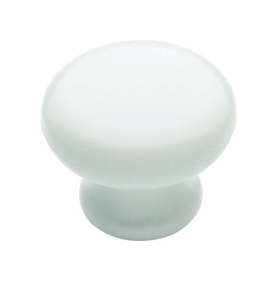 Round Cabinet Knob 1-1/4 in. Dia. 1 in. White 10