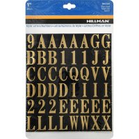 Hillman 1 in. Gold Vinyl Self-Adhesive Letter and Number Set 0-9