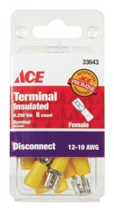 Insulated Wire Female Disconnect Yellow 8 pk