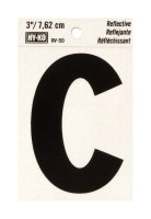 3 in. Reflective Black Vinyl Self-Adhesive Letter C 1 pc.