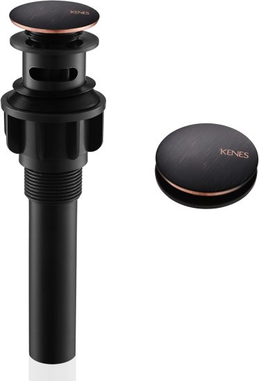 (image for) Push Pop Up Bathroom Sink Drain with Overflow Oil Rubbed Bronze