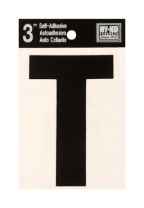 3 in. Black Vinyl Self-Adhesive Letter T 1 pc.