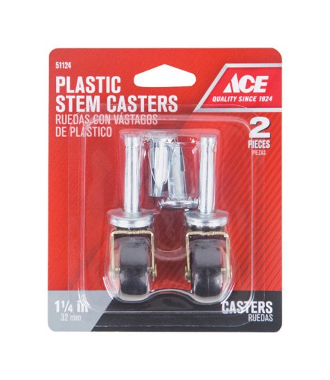 1-1/4 in. Dia. Swivel Plastic Caster 40 lb. 2 pk