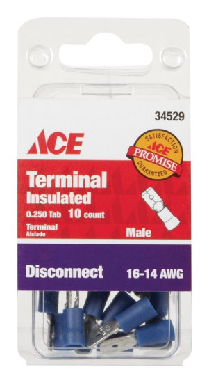 Insulated Wire Male Disconnect Blue 10 pk