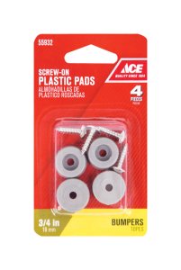 Plastic Bumper Pads Gray Round 3/4 in. W 4 pk