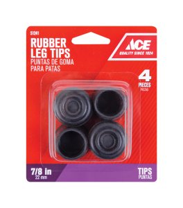 Rubber Leg Tip Black Round 7/8 in. W 4 pk